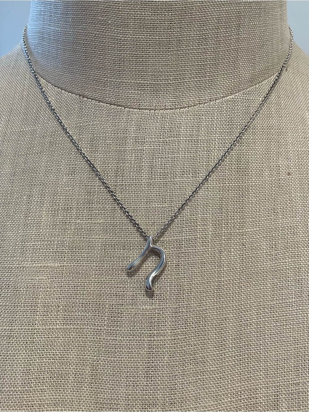Tiffany & Co. Polished Silver initial “n”  Pendant Necklace (RARE)